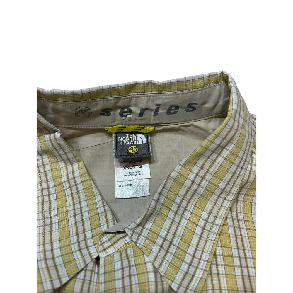 The North Face A5 Series Beige plaid button-up short sleeve shirt Men’s Size XXL